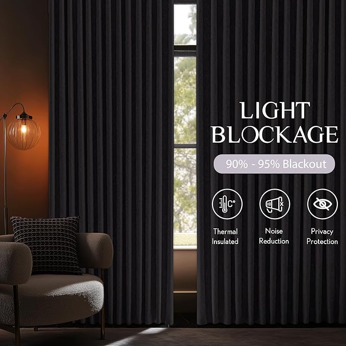 Beauoop Purple Floral Jacquard Blackout Curtains 84 Inches Long 2 Panels for Bedroom Living Room Chenille Flower Room Darkening Thermal Insulated Soundproof Grommet Window Treatments Drapes, 52x84