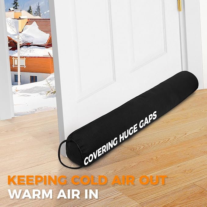 TORRAMI Under Door Draft Stoppers 30 Inch, Heavy Triangle Stop Draft Block Cold Air/Wind/Breeze Noise Blocker Door Sweeps Weather Stripping Bottom Seal Black