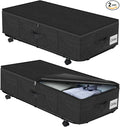 Large Sturdy Under Bed Storage with Wheels, 2 Pack 50L Rolling Underbed Storage Bins, Under Bed Containers Drawer with Metal Bottom Support, Bedroom Organizer with Lids for Clothes, Shoes, Blankets