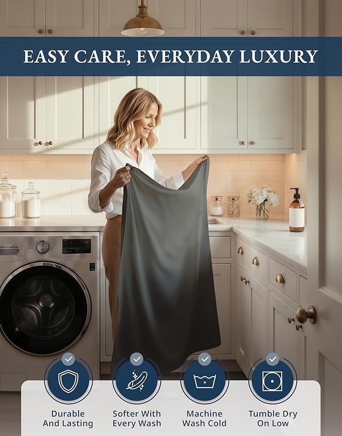 LANE LINEN 100% Egyptian Cotton Full Size Bed Sheets Set - 1000 Thread Count, Soft & Comfy No Pill Fade Resistant Natural Cooling Mercerized Cotton Sheets Full Size Bed 15" Deep Pocket - Charcoal
