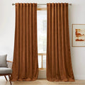 RYB Home Heavy Duty Velvet Curtains & Drapes, Room Darkening Noise Reducing Window Treatment for Living Room Bedroom Privacy Draft Block Shades for Stuido, Golden Oak, W52 x L72 inch, 2 Panels