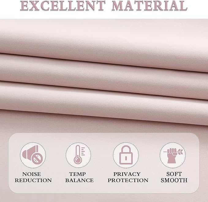 DONREN Pastel Pink Room Darkening Curtains - 90 Inch Length Light Blocking Thermal Insulated Energy Saving Curtain Panels for Livingroom,Light Pink,W 52 x L 90 Inch, 2 Panels