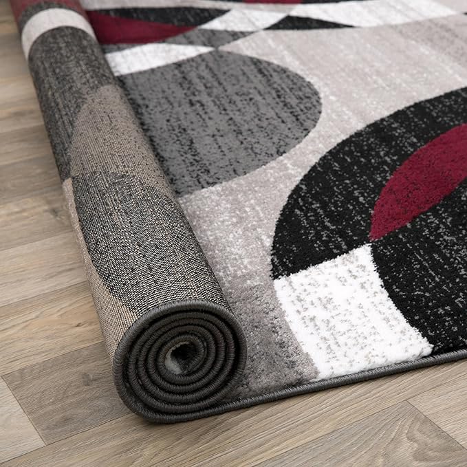 Rugshop Contemporary Abstract Circles Perfect for high Traffic Areas of Your Living Room,Bedroom,Home Office,Kitchen Runner Rug 2' x 7'2" Red