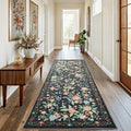 Amada 2.6x8 Washable Runner Rug, Non-Slip & Low-Profile Kitchen Area Rug with Reinforced Edge Binding, Boho Floral Pattern, Soft Long Entryway Rugs for Bedroom & Hallway