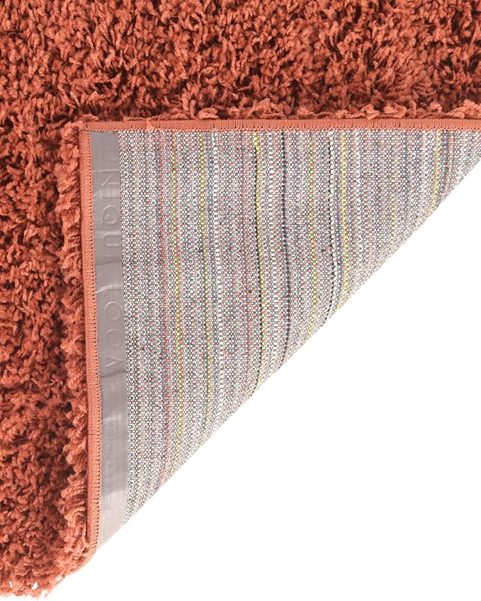 Unique Loom Solid Shag Collection Area Rug (4' 1" Octagon, Terracotta)