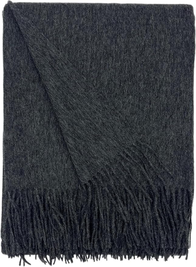 Alashan Cashmere Blend Ripple Finish Woven Throw (Charcoal)
