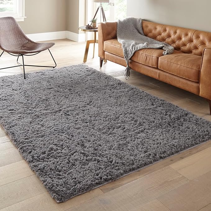 Ophanie Rugs for Living Room, Upgrade Non-Slip Fluffy Soft 5x8 Area Rug, Shag Large Fuzzy Plush Carpets for Bedroom Grey, Shaggy Gray Kids Boys Girls Dorm Nursery Home Decor Aesthetic
