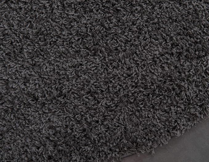 Unique Loom Solid Shag Collection Area Rug (8' Round Graphite Gray)