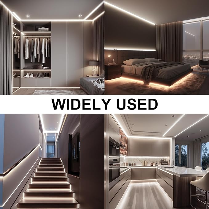 65.6ft COB LED Strip Light Natural White, High Bright LED Strips with 320LEDs,RF Remote and UL Power Supply,4000K Dimmable LED Lights for Bedroom,Kitchen,DIY Home Decoration, 2 Rolls of 32.8ft