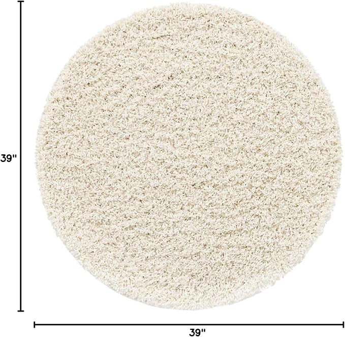 Unique Loom Solid Shag Collection Area Rug (3' 3" Round, Snow White)