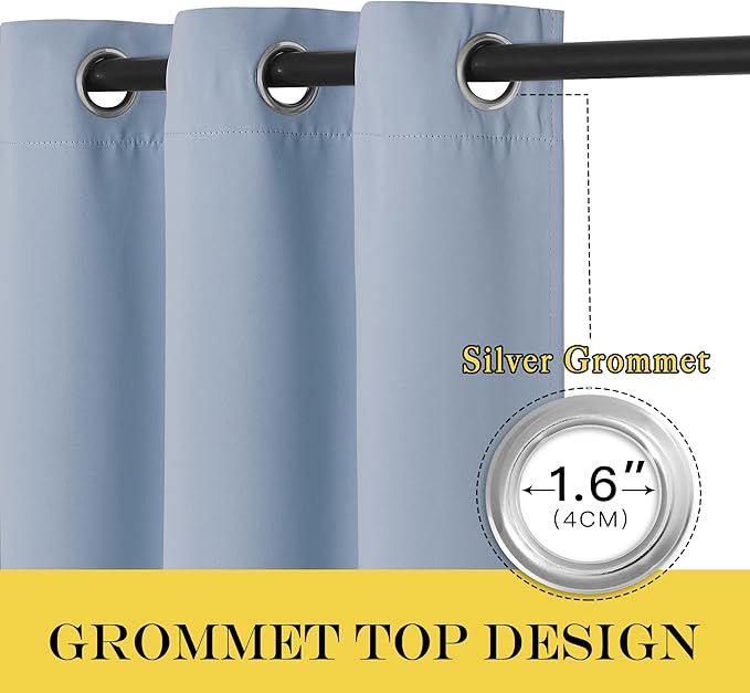 NICETOWN Blackout Curtains 84 Inch Length, Thermal Insulated Room Darkening Drapes Grommet Window Covering for Living Room Bedroom (W52 x L84 Inch, 1 Panel, Vintage Blue)