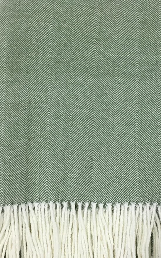Alashan Cotton Acrylic Adirondack Herringbone Woven Throw - Throw Blanket - Soft Beach Grass