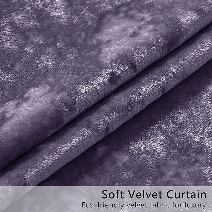 SMILETIME Lilac Purple Crushed Velvet Curtains 52x96 inch Luxurious Thermal Insulated Soundproof Drapes for Living Room Bedroom Office Soft and Durable Light-Filtering Window Treatments, 2 Panels