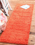 Unique Loom Solid Shag Collection Area Rug (2' 6" x 13' 1" Runner, Tiger Orange)
