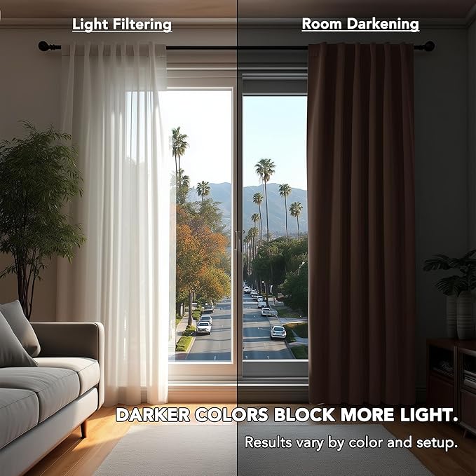 Deconovo Blackout Curtains, Thermal Insulated, W70 x L95 2 Panels, Back Tab, Machine Washable, Room-Darkening Drapes for Bedroom/Living Room Brown