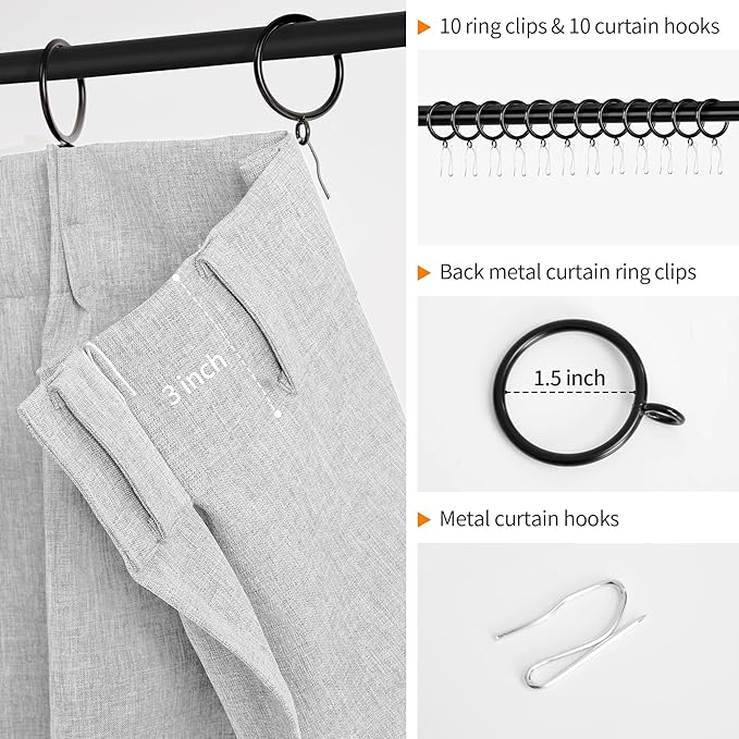 WdFour 30x24 Inch Pinch Pleated Blackout Cafe Curtains - Pack of 2, 100% Light Blocking Back Tab Drapes for Half Windows, Kitchen & Bathroom Short Curtains (Greyish White)