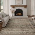 FMFUNCTEX 6x9 Washable Area Rug Brown Vintage Neutral Distressed Large Non Slip Carpet for Living Room Bedroom Soft Low Pile Indoor Mat Retro Throw Rug for Dining Room Kitchen Office Nursery, Multi