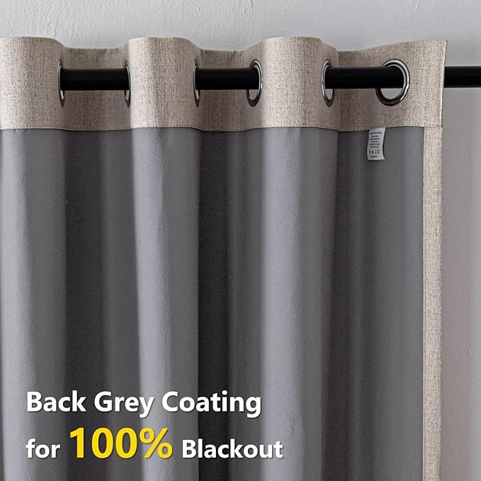 100% Blackout Curtains 90 Inch Length 2 Panels Set, Black Out Curtains for Living Room, Beige Thermal Insulated Grommet Drapes Bedroom Luxury Decor Privacy(37W × 90L inch, Beige)