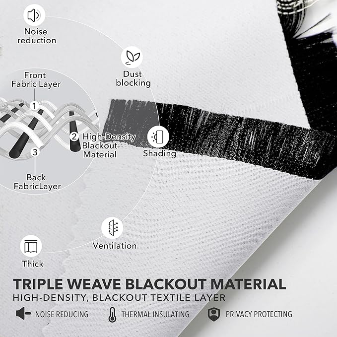 Deconovo Blackout Curtains, Thermal Insulated, W52 x L45 2 Panels, Back Tab, Machine Washable, Room-Darkening Drapes for Bedroom/Living Room Star White