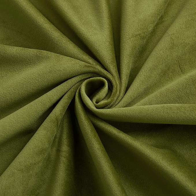 RYB HOME Velvet Curtains 72 inches Length, Back Tab & Rod Pocket Soft Fabric Curtains & Drapes for Bedroom Bathroom Cafe, Moss Green, W 42 x L 72, 2 Panels Set