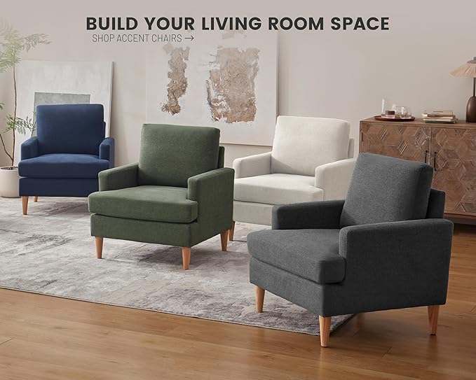 VKNOW Mid-Century Accent Chairs Set of 2, No Tools Assembly Required, Modern Upholstered Polyester Armchairs for Living Room & Bedroom, Comfortable Reading Chairs with Wood Legs, Yellow