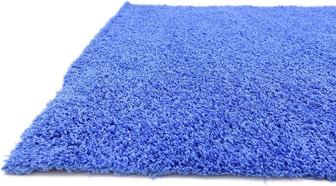 Unique Loom Solid Shag Collection Area Rug (8' Square, Periwinkle Blue)
