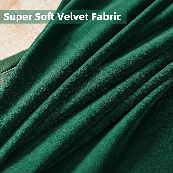 Joydeco Dark Green Velvet Curtains 84 Inches Length, Grommet Curtains 2 Panels, Thermal Insulated Privacy Room Darkening Window Drapes for Bedroom Living Room Home Theatre (52Wx84L)