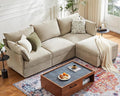 ABCASA 102.6" Modular Sectional Sofa, L Shaped Couch Set for Living Room, 3-Seater Comfy Cloud Couches with Movable Storage Ottoman,DIY Combination - Chenille Beige