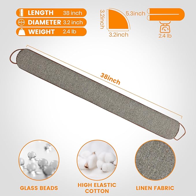 TORRAMI Under Door Draft Stoppers 38 Inch, Heavy Triangle Stop Draft Block Cold Air/Wind/Breeze Noise Blocker Door Sweeps Weather Stripping Bottom Seal Brown
