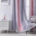 XiDi Curtains for Bedroom Decor, Rainbow Pink-Grey-34-90