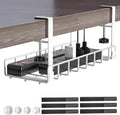 Under Desk Cable Management Tray, Xpatee Upgraded Wire Management No Drill No Screws, Cable Tray with Clamp for Wire Organizers, Computer Cord Rack for Office, Home - No Damage to Desk White