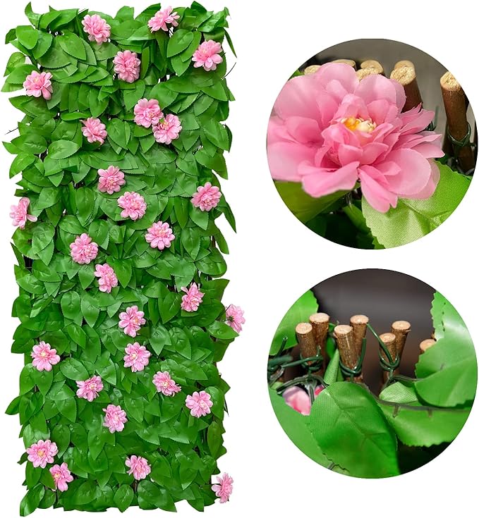 GLANT Expandable Fence Privacy Screen for Balcony Patio Outdoor,Decorative Faux Ivy Fencing Panel,Artificial Hedges (Single Sided Leaves) (1, HongGuo)