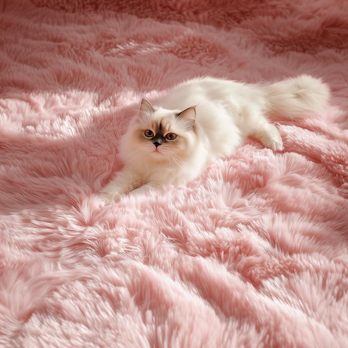 PAGISOFE Pink Rugs for Girls Bedroom 4x6 Ft Fluffy Cute Girls Room Decor Aesthetic Area Rugs Kawaii Baby Nursery Rugs Plush Playroom Shag Teen Girl Rug Thick Fur Dorm Rug Living Room Carpet