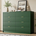 Green Dresser for Bedroom, Modern Dresser with 8 Drawers and Smooth Slides, Wide Chest of Drawers with Golden Handles for Bedroom, Closet, 15.7" D x 55" W x 37.4" H