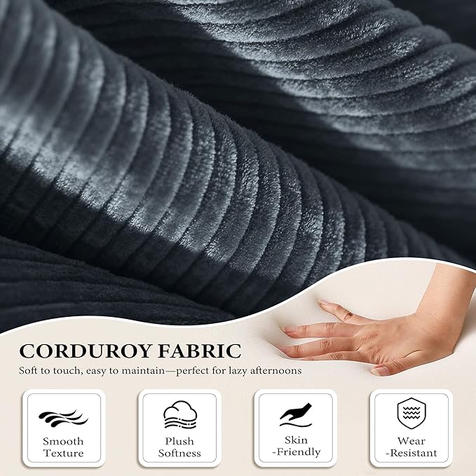 Boneless Couch Folding Couches for Living Room Sofa, Futon Sofa Bed with Sleeper Sofa, Futon Couch with Fixed-Shape Oversized Corduroy Upholstered (Dark Gray, 81 Inches)
