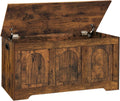 DINZI LVJ Storage Chest, 39.4” Wooden Toy Box with 2 Safety Hinges, Entryway Shoe Bench with Flip-Top, Sturdy Large Storage Trunk for Living Room, Bedroom, Playroom, Easy Assembly, Rustic Brown