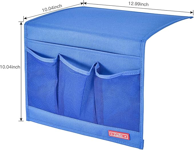 Zafit Bedside Storage Organizer - Table Cabinet Organizer Caddy for Remotes, Phone, Glasses (Classic 4 Pockets - Blue)