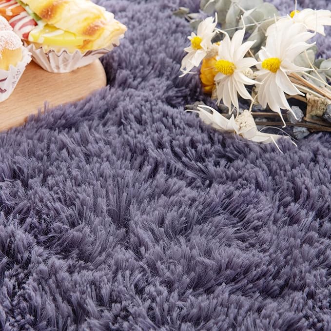 Noahas Ultra Soft Fluffy Bedroom Rugs Kids Room Carpet Modern Shaggy Area Rugs Home Decor 2.6' X 5.3', Taro Purple