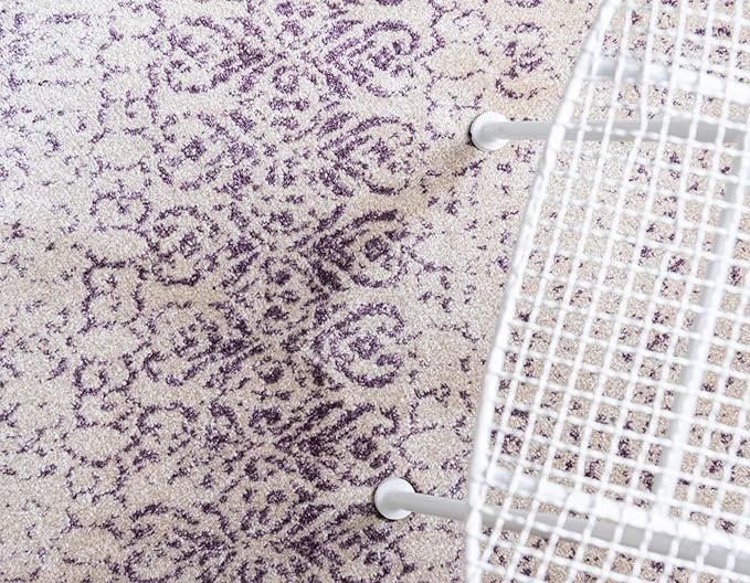 Unique Loom Del Mar Collection Area Rug - Jennifer (9' x 12' Rectangle, Purple/ Ivory)