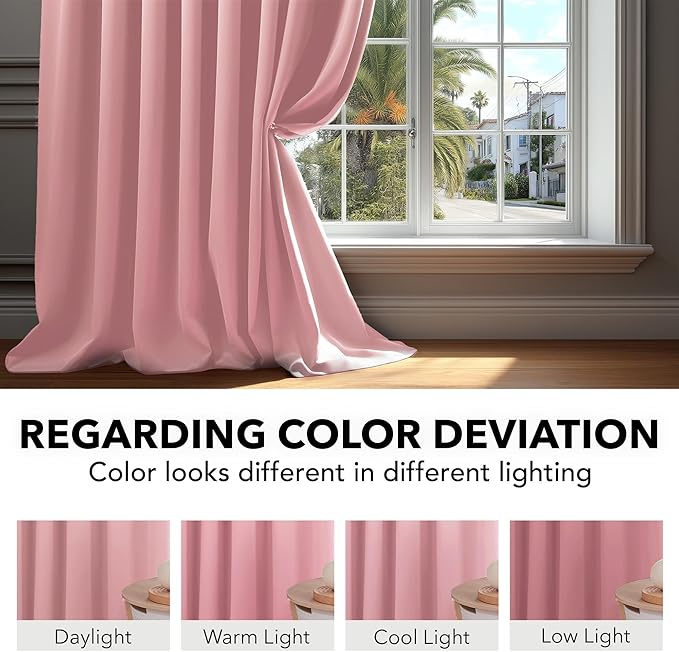 Deconovo Short Blackout Curtains for Small Windows Thermal Insulated Rod Pocket and Back Tab Curtains 42Wx45L Inch Coral Pink 2 Panels