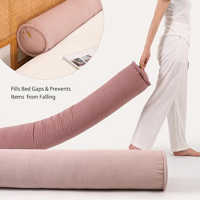 Cuddle Pillow – Corduroy Long Body Pillow for Adults, Cozy Bolster Pillow for Bed, Soft & Supportive for Relaxing Sleep,59 x 7.87 Inches,Pink