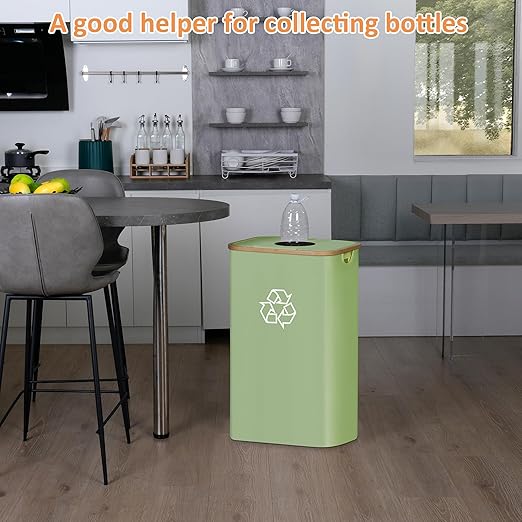 iEGrow 29 Gallons Recycling Bins for Kitchen, Indoor Recycle Bins with Lid, 110L Large Recycle bin with 2 Removeable Reusable Inner Bags, for Bottles Cans Glass Plastice Cartons(Green)