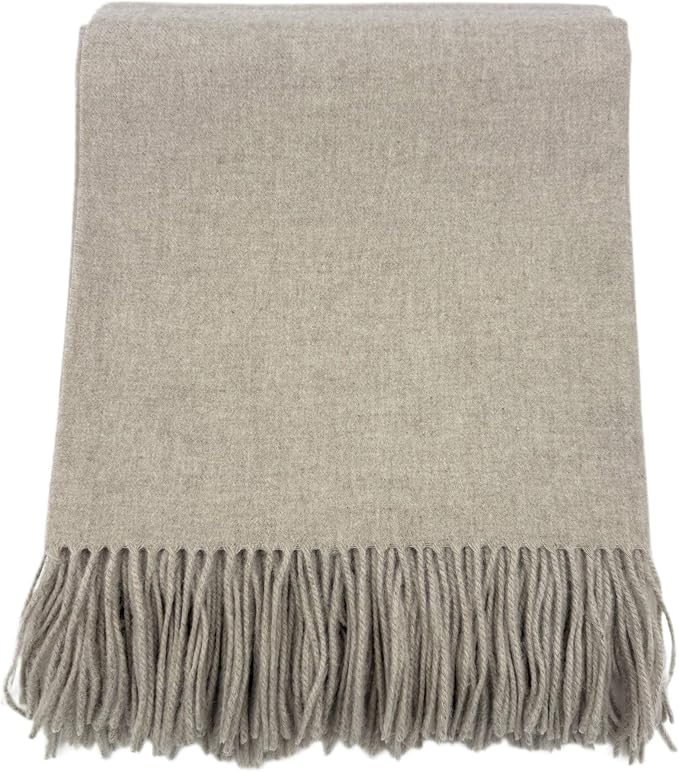 Alashan Cashmere Blend Ripple Finish Woven Throw (Oat Milk)