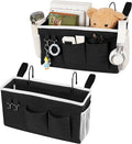 Loghot Bedside Caddy/Bedside Storage Bag Hanging Organizer for Bunk and Hospital Beds,Dorm Rooms Bed Rails,Can be Placed Glasses,Books,Mobile Phones,Keys (2pc Black)
