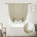 DriftAway Double Layer Linen Blackout Tie Up Curtains Thermal Insulated Fully Lined Balloon Roman Shade Bathroom Window Adjustable Rod Pocket for Small Window 39 Inch by 55 Inch Light Khaki Linen