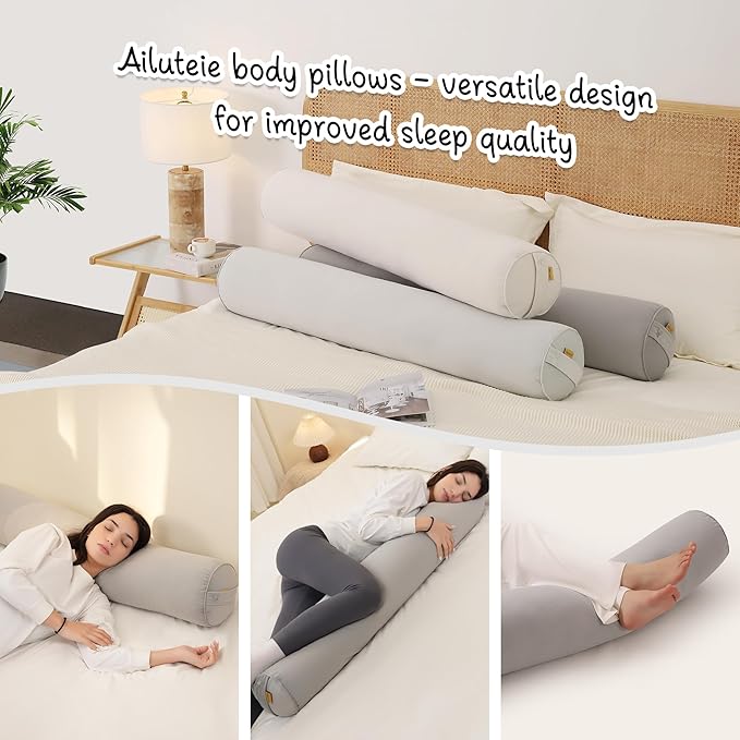 Cuddle Pillow – Body Pillow for Adults, Long Bolster Pillow for Bed, Soft & Supportive for Restful Sleep,47.24 x 7.87 Inches,Zinc Gray