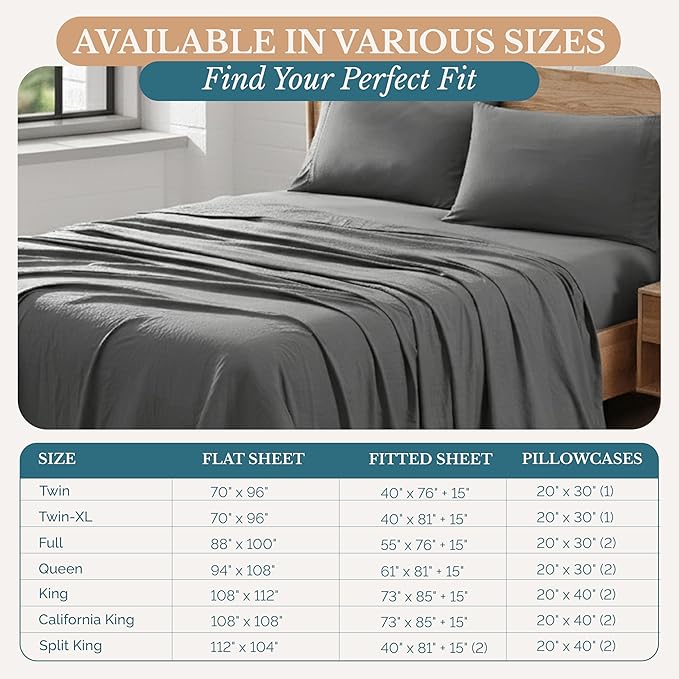 Casa Platino Queen Size Bed Sheets, Pre-Washed Microfiber Sheet Set, Ultra Soft & Cooling Bed Sheets with Deep Pockets up to 15", Cozy Hotel Quality Bedding for Queen Mattress – Charcoal