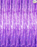 GOER 3.2 ft x 8.2 ft Metallic Tinsel Foil Fringe Curtains Party Photo Backdrop Party Streamers for Halloween Birthday,Graduation,New Year Eve Decorations (3 Packs,Purple)