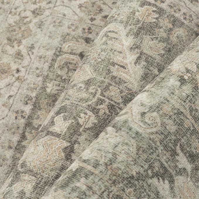 Brown 2x5 Runner Rug Vintage Area Carpet Hallway Indoor Kitchen Washable Low Pile Traditional Distressed Retro Accent Throw Rug Non Slip for Laundry Bathroom Office