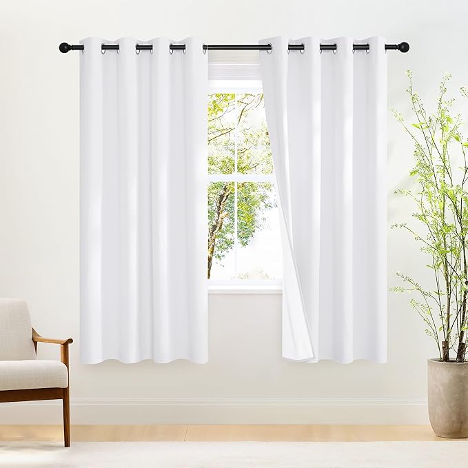 NICETOWN 100% Blackout Curtains for Doorways and Closets, Thermal Insulated Temporary Room Dividers, Short Curtains for Bedroom Living Room (1 Panel, Pure White, 52 x 78 Inch Long)